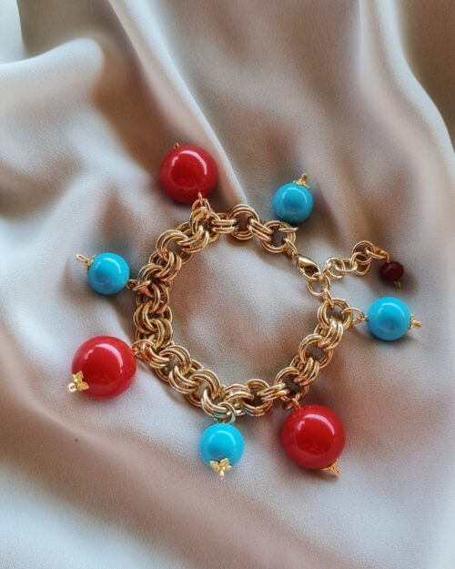 Bracciale Capri rosso e celeste