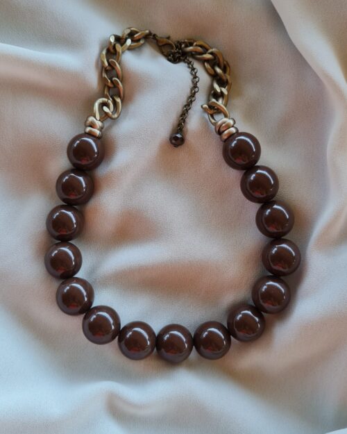 Collana girocollo Amalia color cioccolato