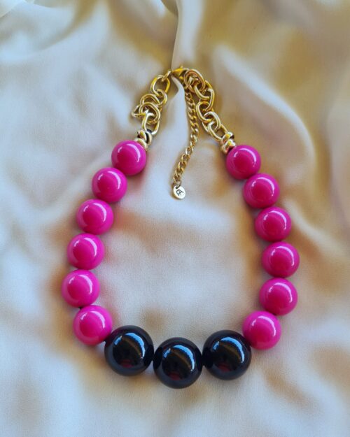 Collana Frida bicolore fucsia e nero