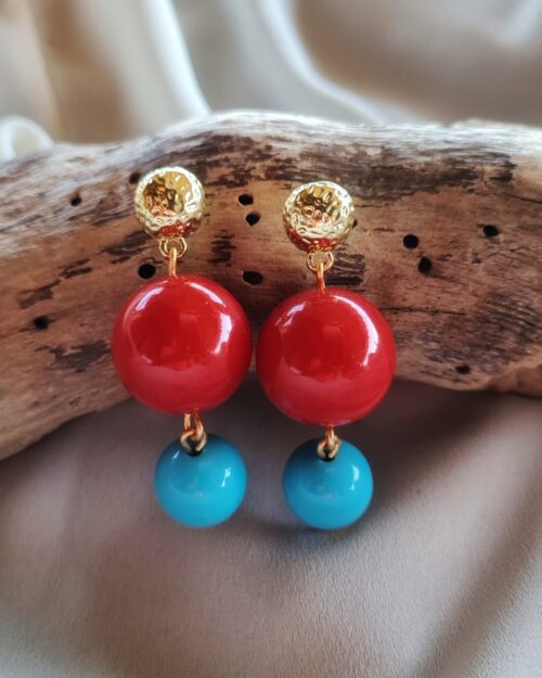 Orecchini pendenti Capri rosso e celeste