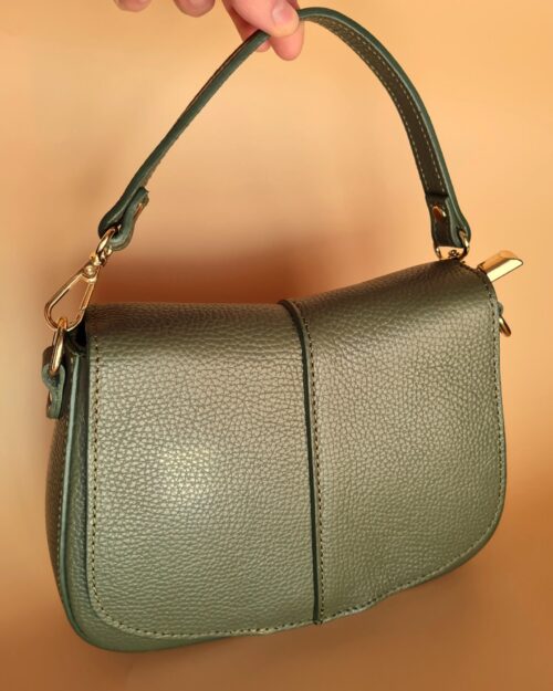 Borsa in pelle verde militare