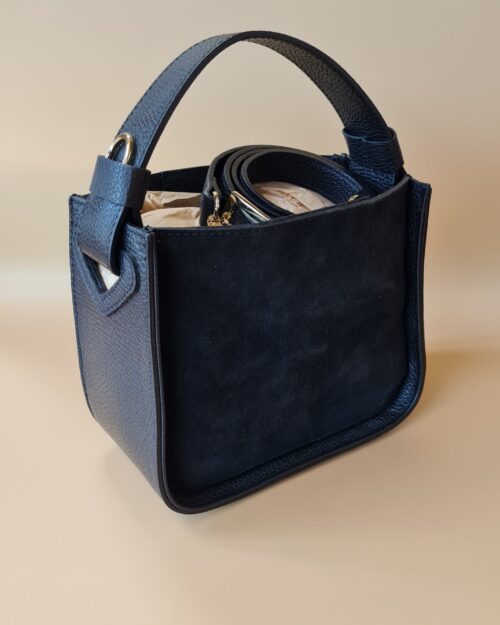 Borsa in pelle e camoscio nera