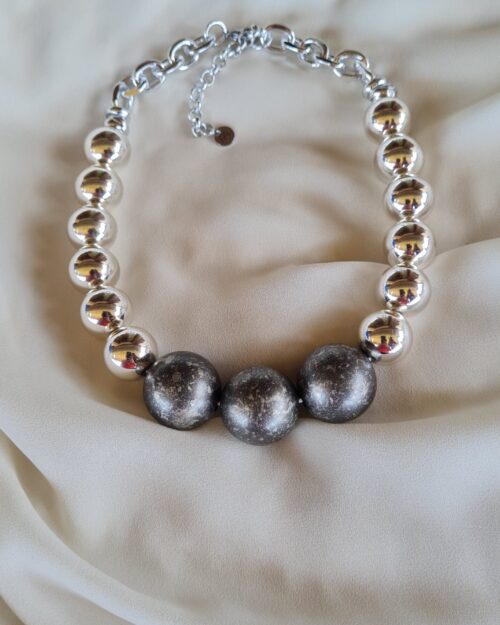 Collana bicolore Frida argento e grigio piombo