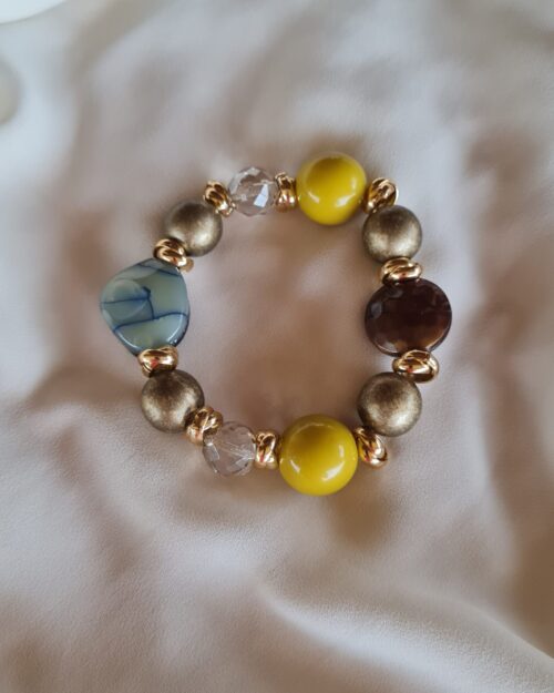 Bracciale elastico Dafne sui toni del giallo e marrone