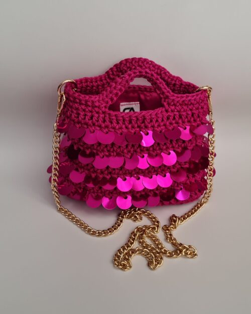 Mini Clutch con paillettes fucsia