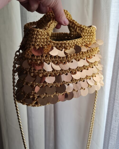 Mini clutch paillettes oro