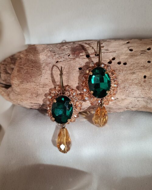 Orecchini pendenti Luce verde scuro