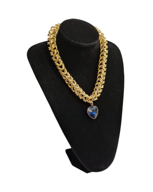 Collana Rose cuore zaffiro