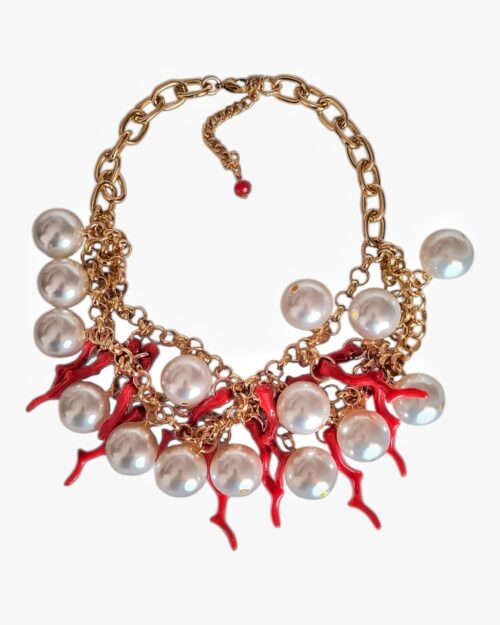 Collana Gorgona con coralli in resina e perle