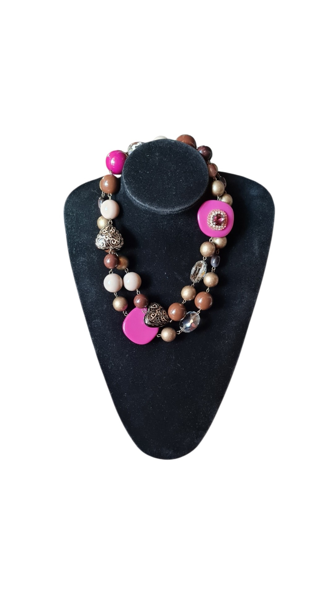 Collana lunga Tecla marrone e ciclamino - immagine 3