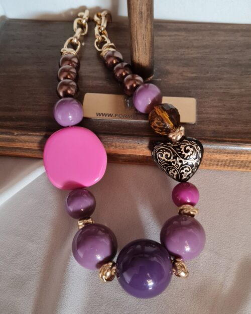 Collana corta Tecla viola e malva